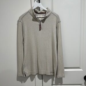True Grit Cream Zip Up Sweater with Relaxed Fit